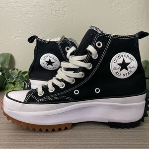 CONVERSE Run Star Hike Canvas Platform Sneaker Womens 8 Mens 6.5 High Top Black